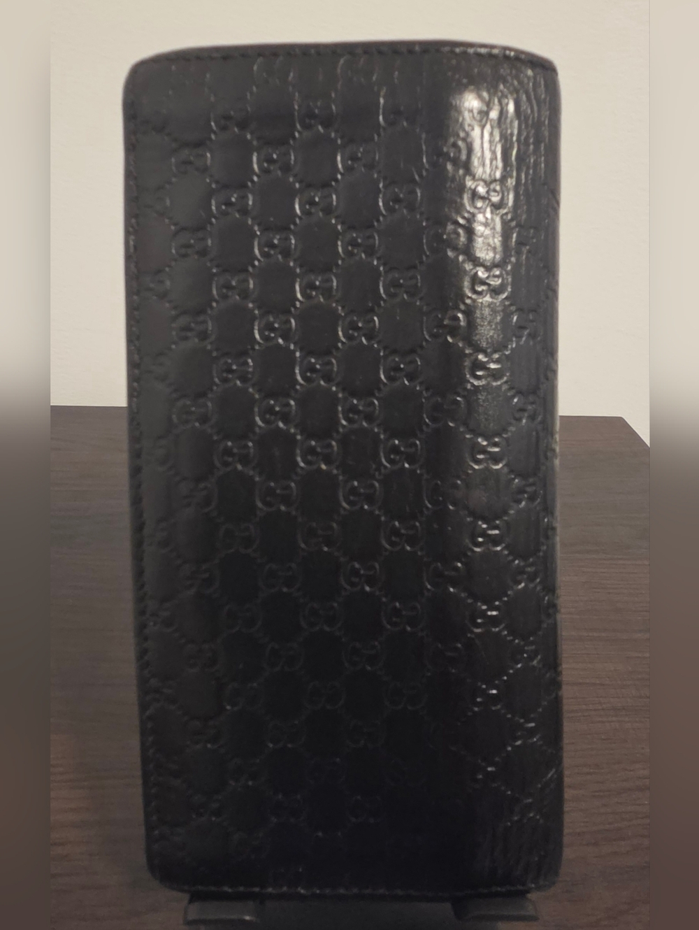Gucci Guccissima Leather Bifold Wallet Black Zip Organizer Long Wallet - Picture 2 of 11